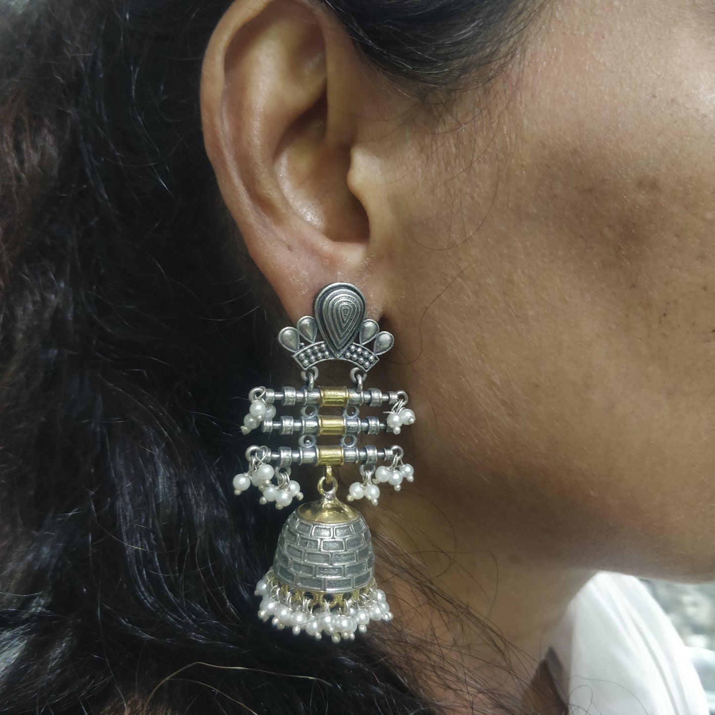 Jalparee Dual Tone Oxidized Earrings J02332
