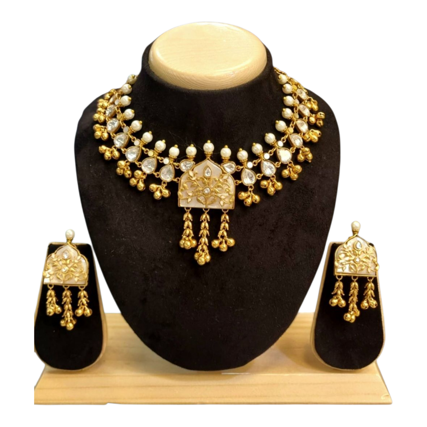 Traditional Mother of Pearl and Kundan Necklace Set
