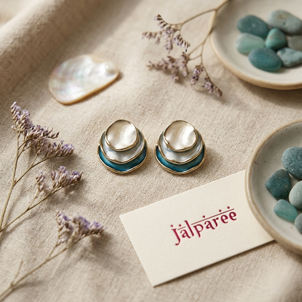Jalparee Ocean Wave Tri-Tone Layered Stud Earrings