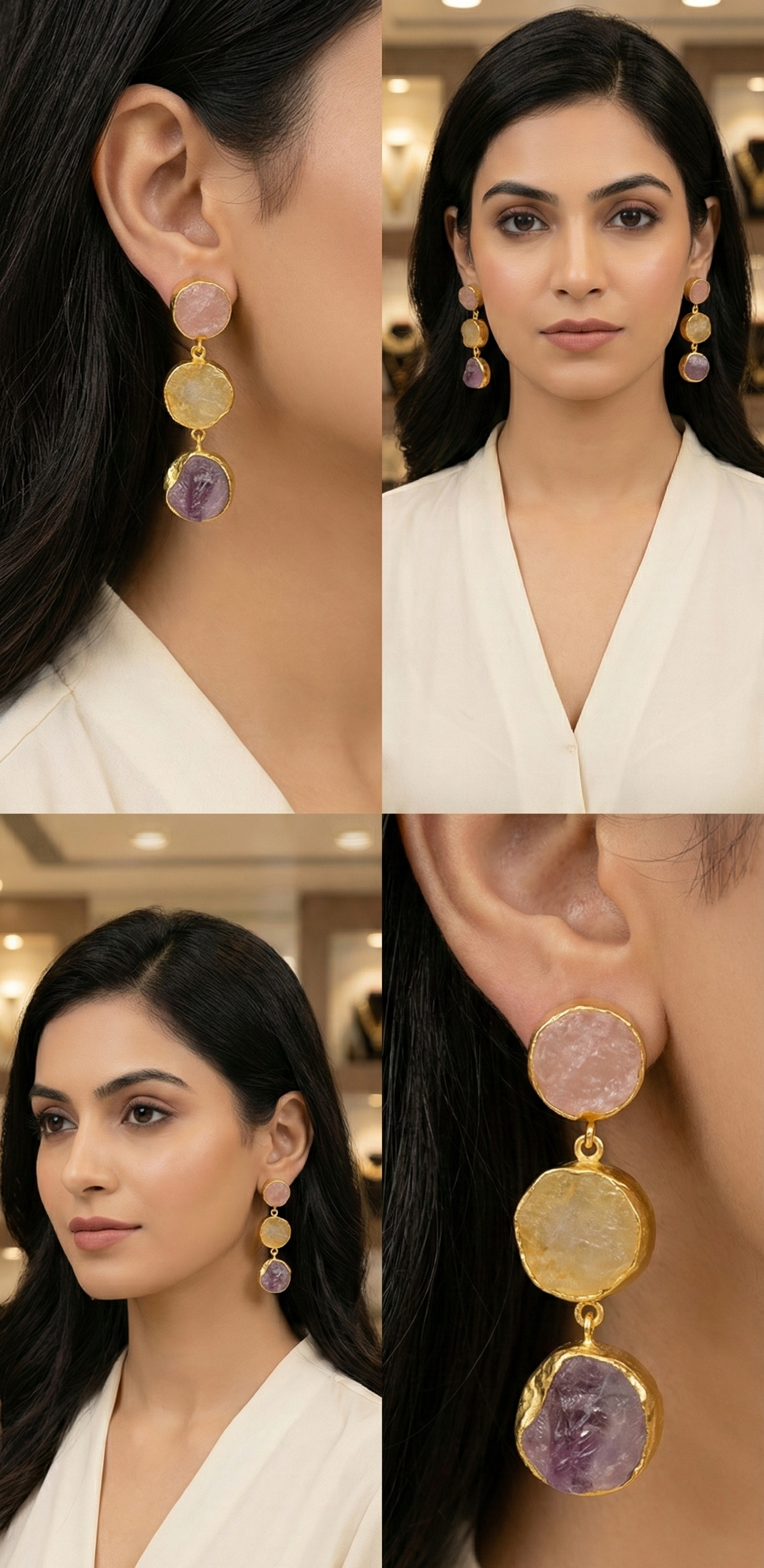 Radiant Trio Drop Earrings