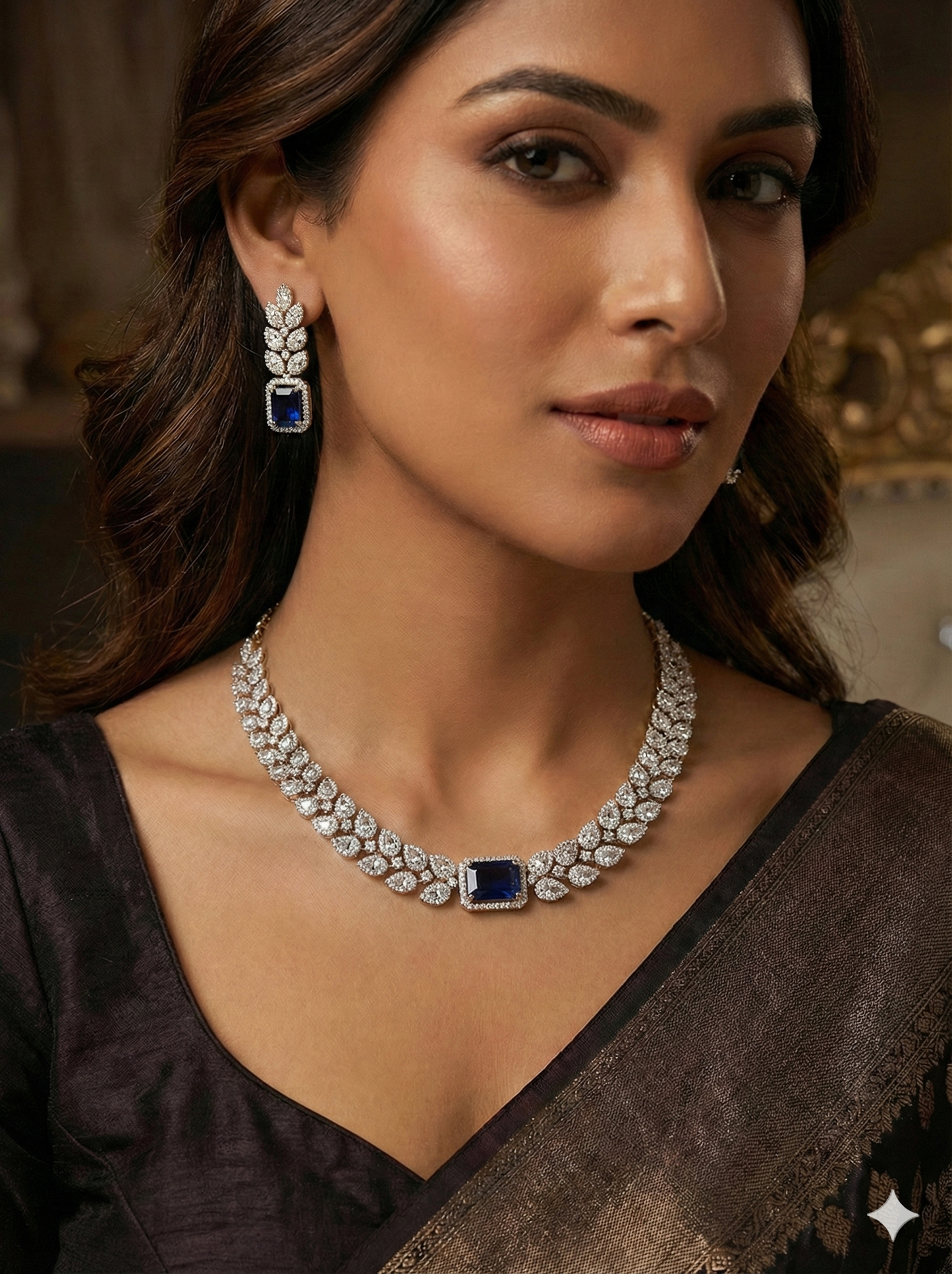 💙 Azure Allure: Jalparee AD Leaf Choker Set