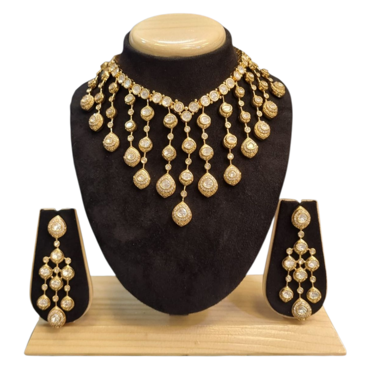 Traditional Kundan Waterfall Necklace Set