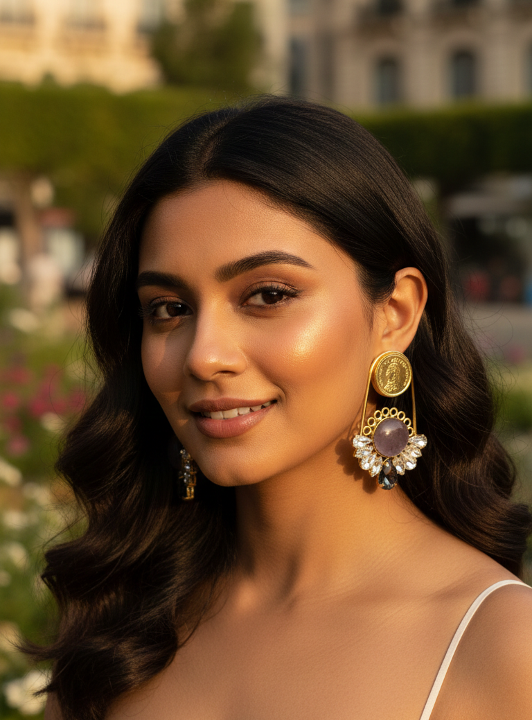Contemporary Glamour Indowestern Earrings by Jalparee