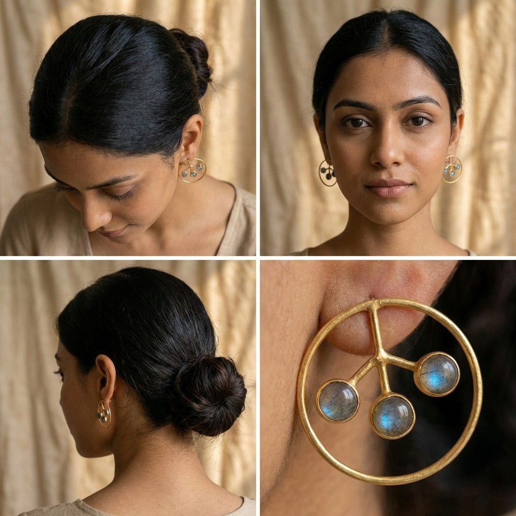Jalparee "Mystic Orbit" Indo-Western Stone Stud Earrings