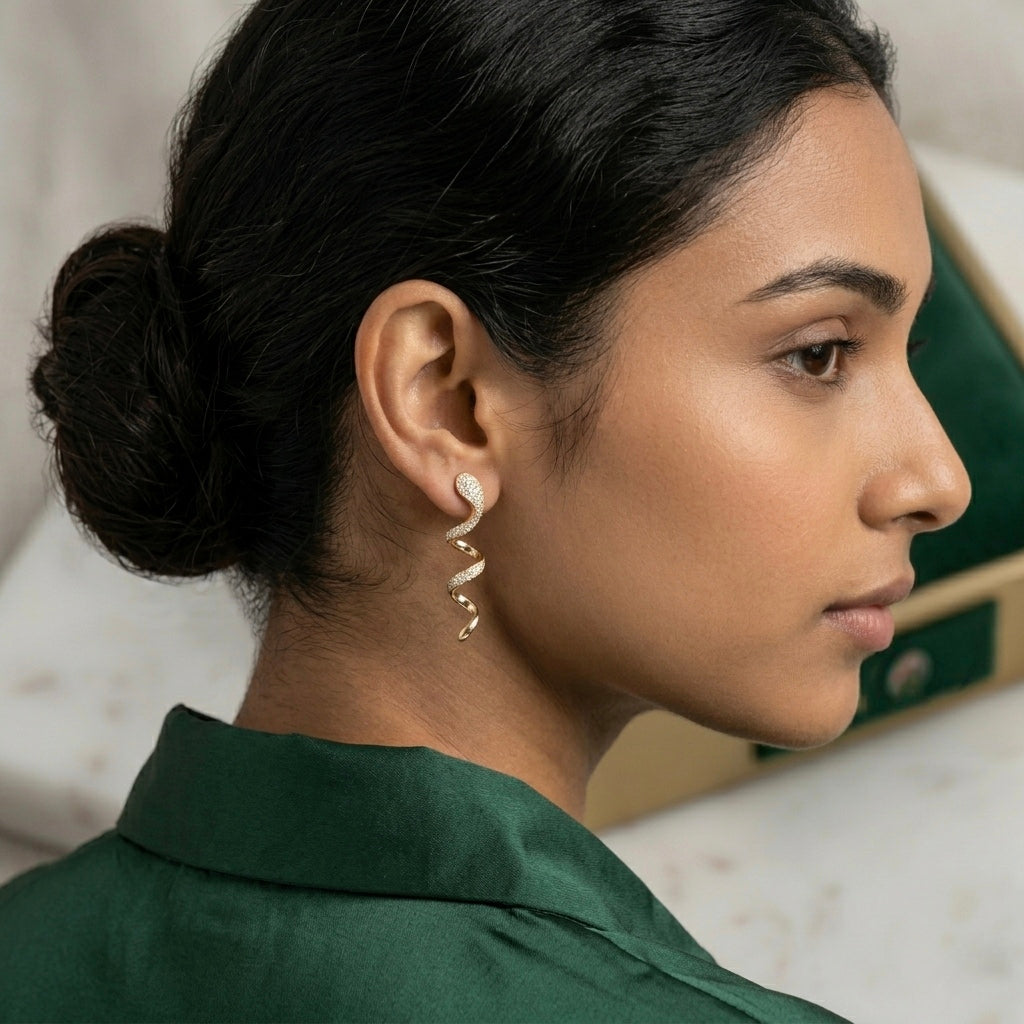 The Serpentine Radiance Spiral Earrings