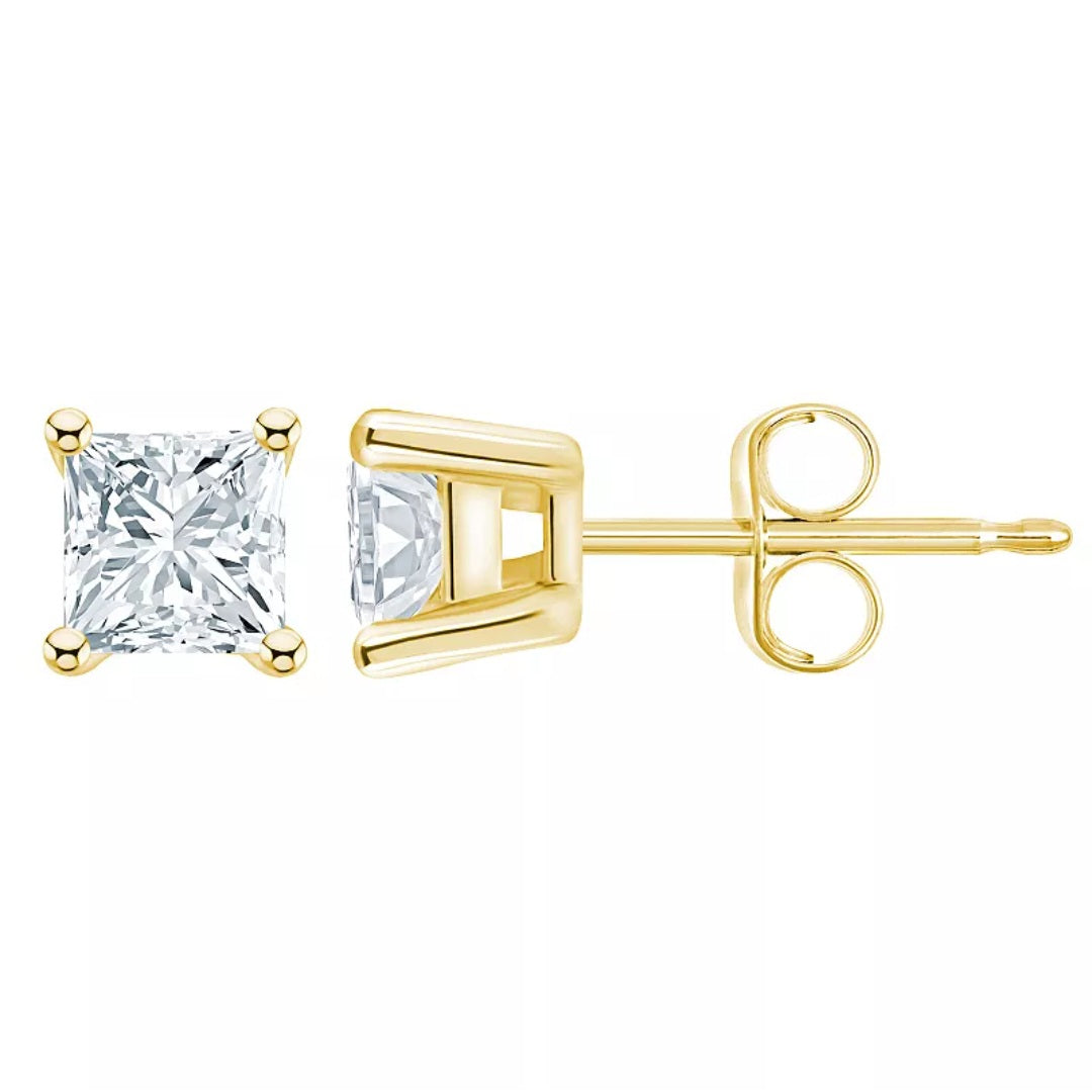 5mm Solitaire Princess Cut American Diamond Stud Earrings