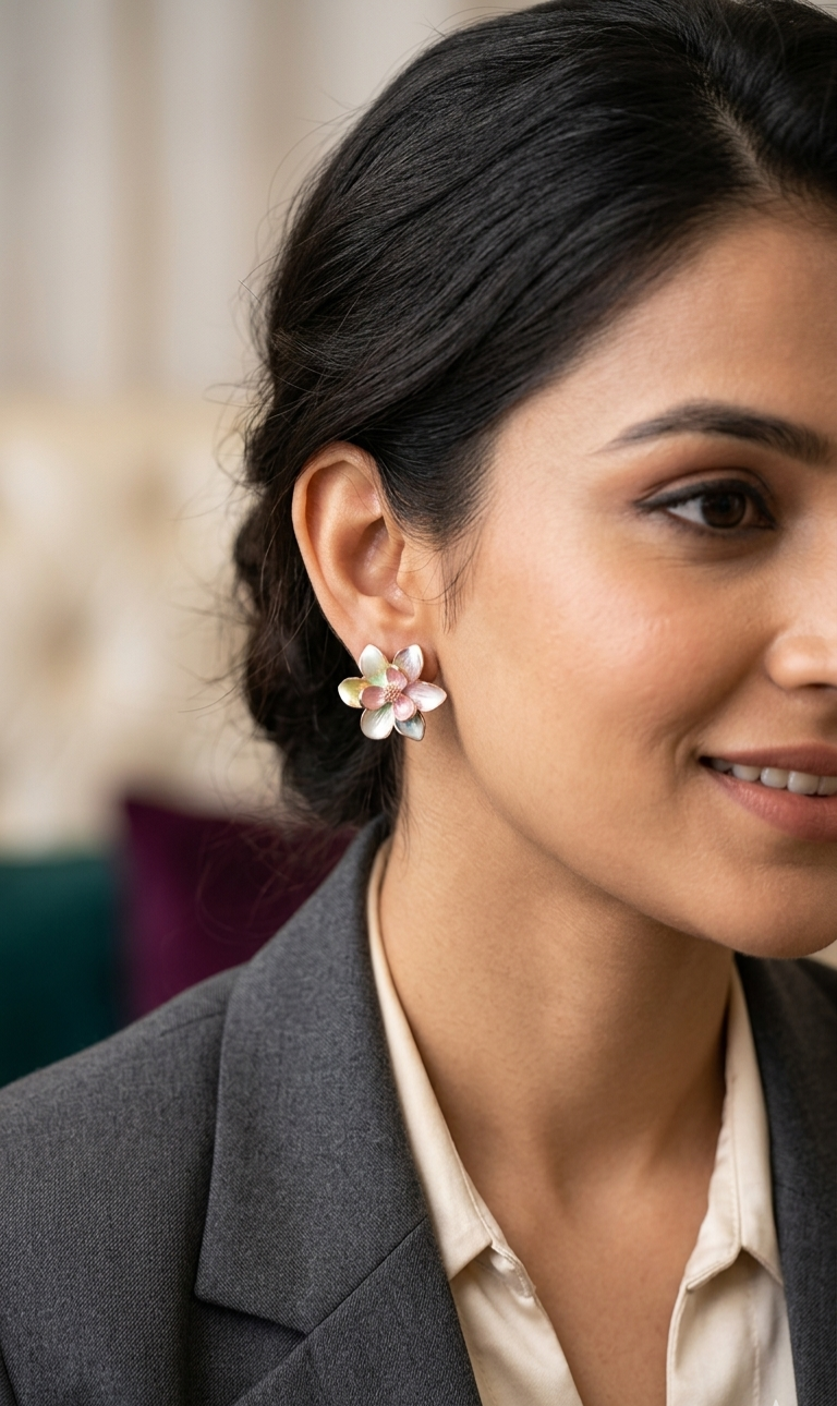 Iridescent Floral Western Studs by Jalparee