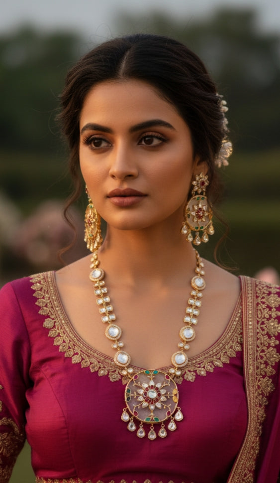 Exquisite Traditional Polki & Kundan Necklace Set