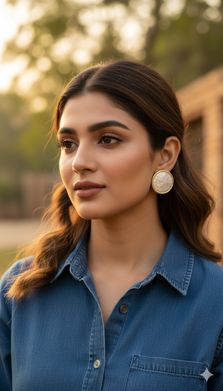 Chic Gold-Toned Mother-of-Pearl Earrings