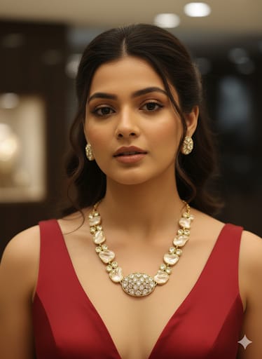 Regal Polki & Baroque Pearl Necklace Set