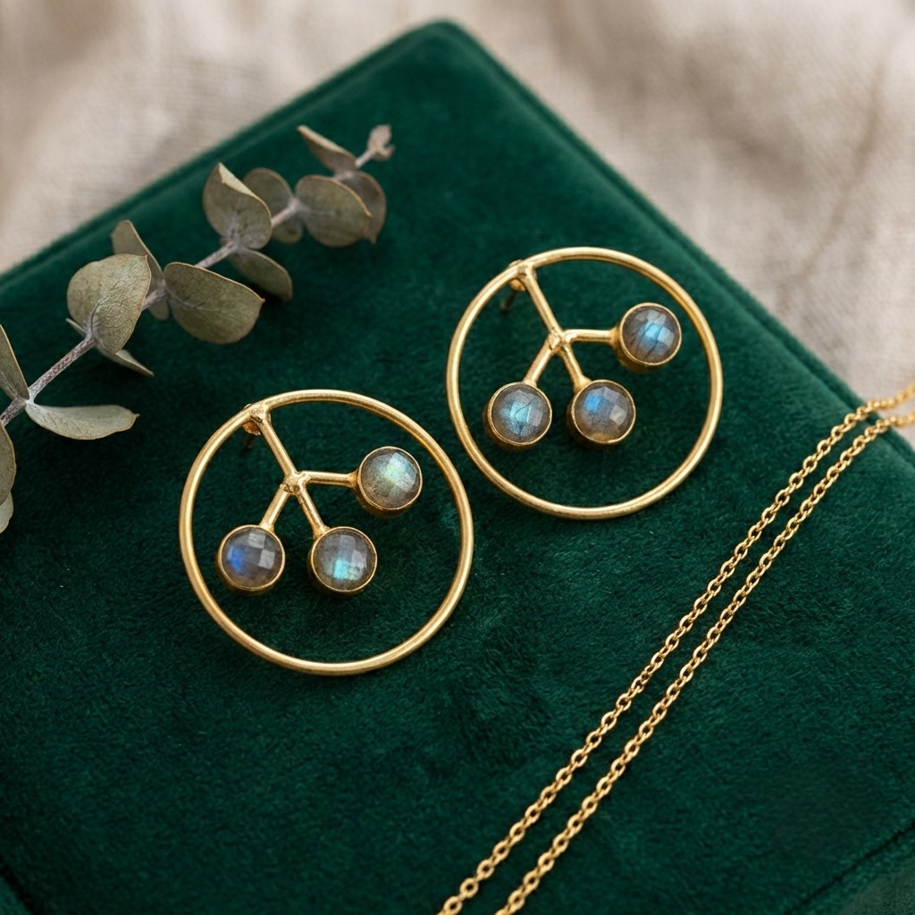 Jalparee "Mystic Orbit" Indo-Western Stone Stud Earrings