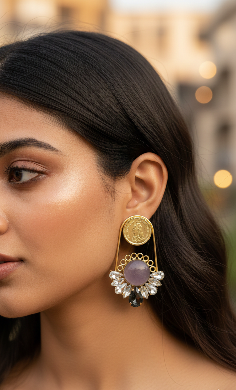 Contemporary Glamour Indowestern Earrings by Jalparee