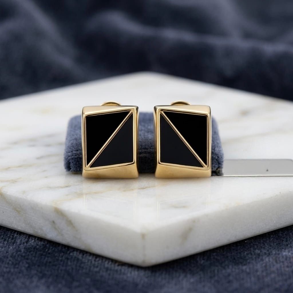 Jalparee Noir Geometric Stud Earrings