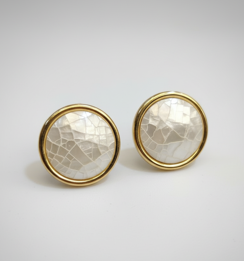 Chic Gold-Toned Mother-of-Pearl Earrings