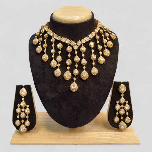 Traditional Kundan Waterfall Necklace Set