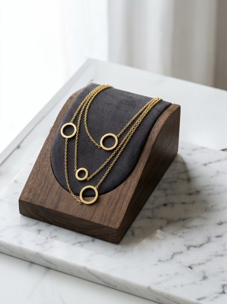 Jalparee Western Elegance Triple-Layer Geometric Circle Necklace