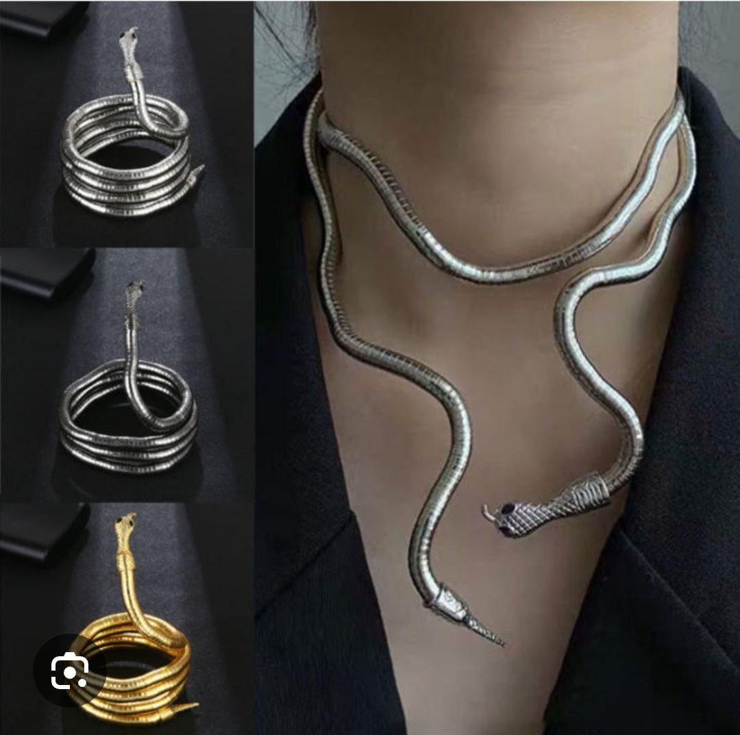 Flexible Snake Design Silver Anti-Tarnish Multi-Wear Neckpiece