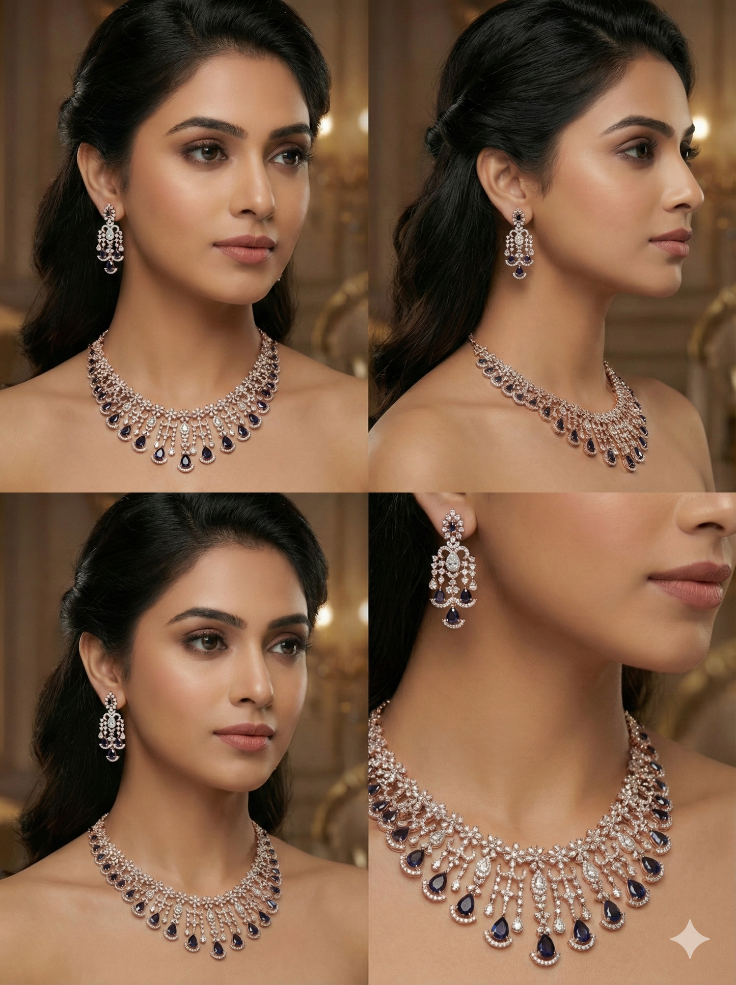 Mesmerizing Rose Gold AD Necklace Set by Jalparee