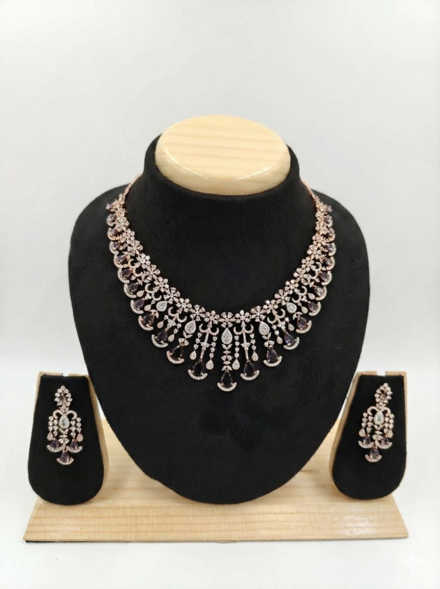 Mesmerizing Rose Gold AD Necklace Set by Jalparee