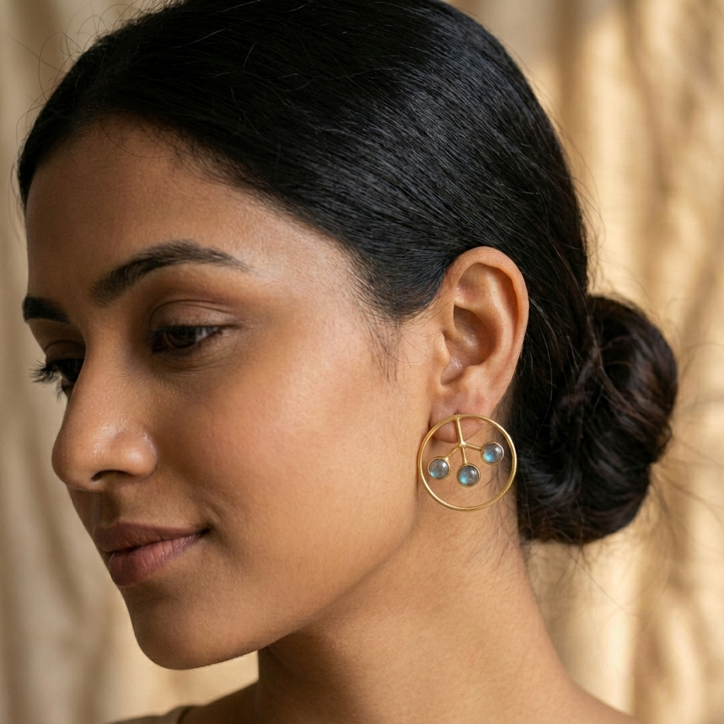 Jalparee "Mystic Orbit" Indo-Western Stone Stud Earrings