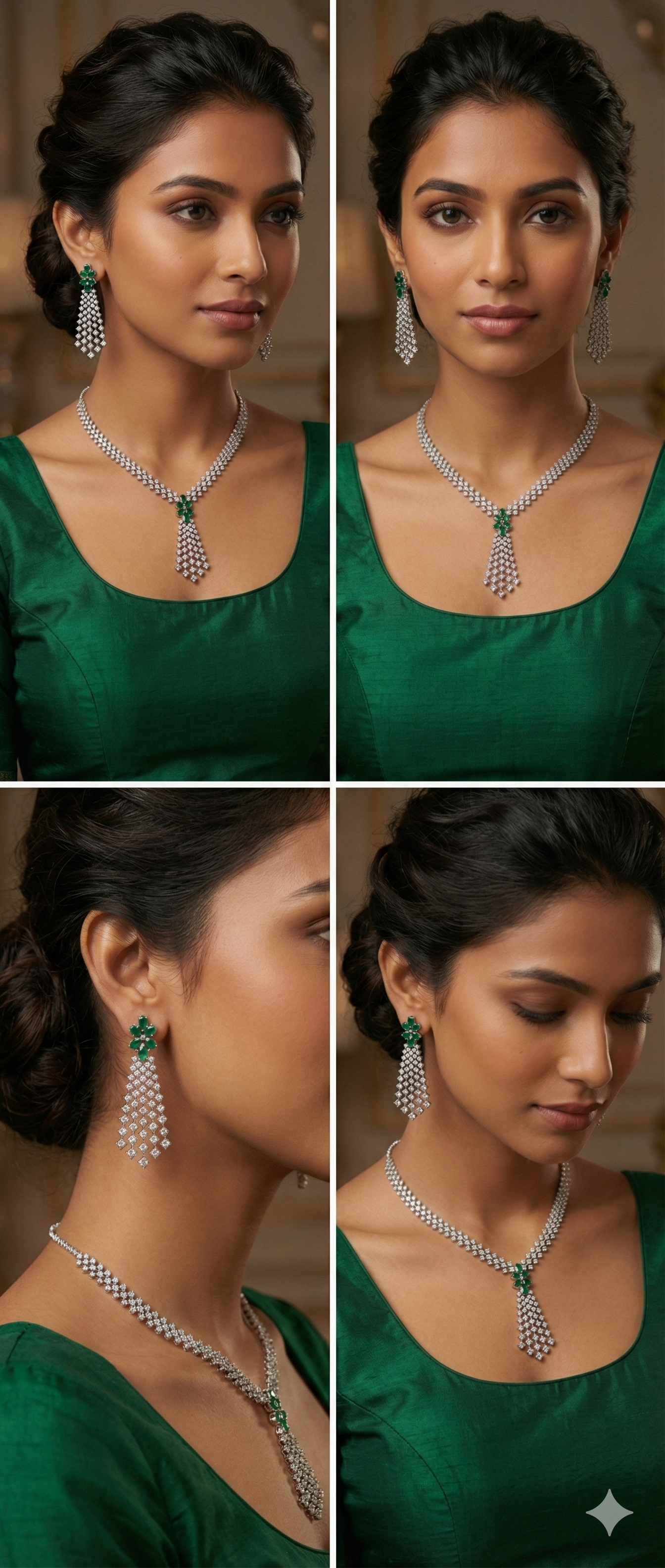 The Shimmering Cascade AD Necklace Set