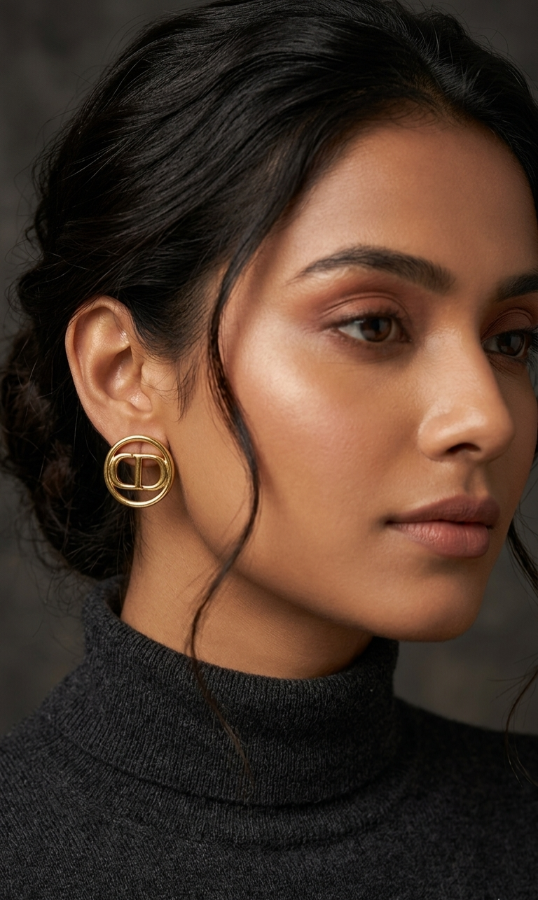 Elegant Circular Monogram Stud Western Earrings