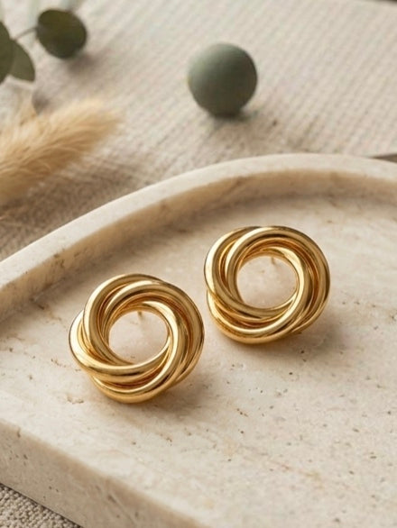 Jalparee Aura Gold-Toned Intertwined Multi-Loop Stud Earrings