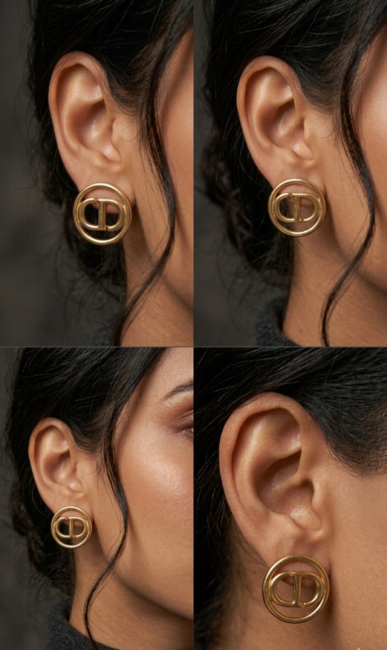 Elegant Circular Monogram Stud Western Earrings