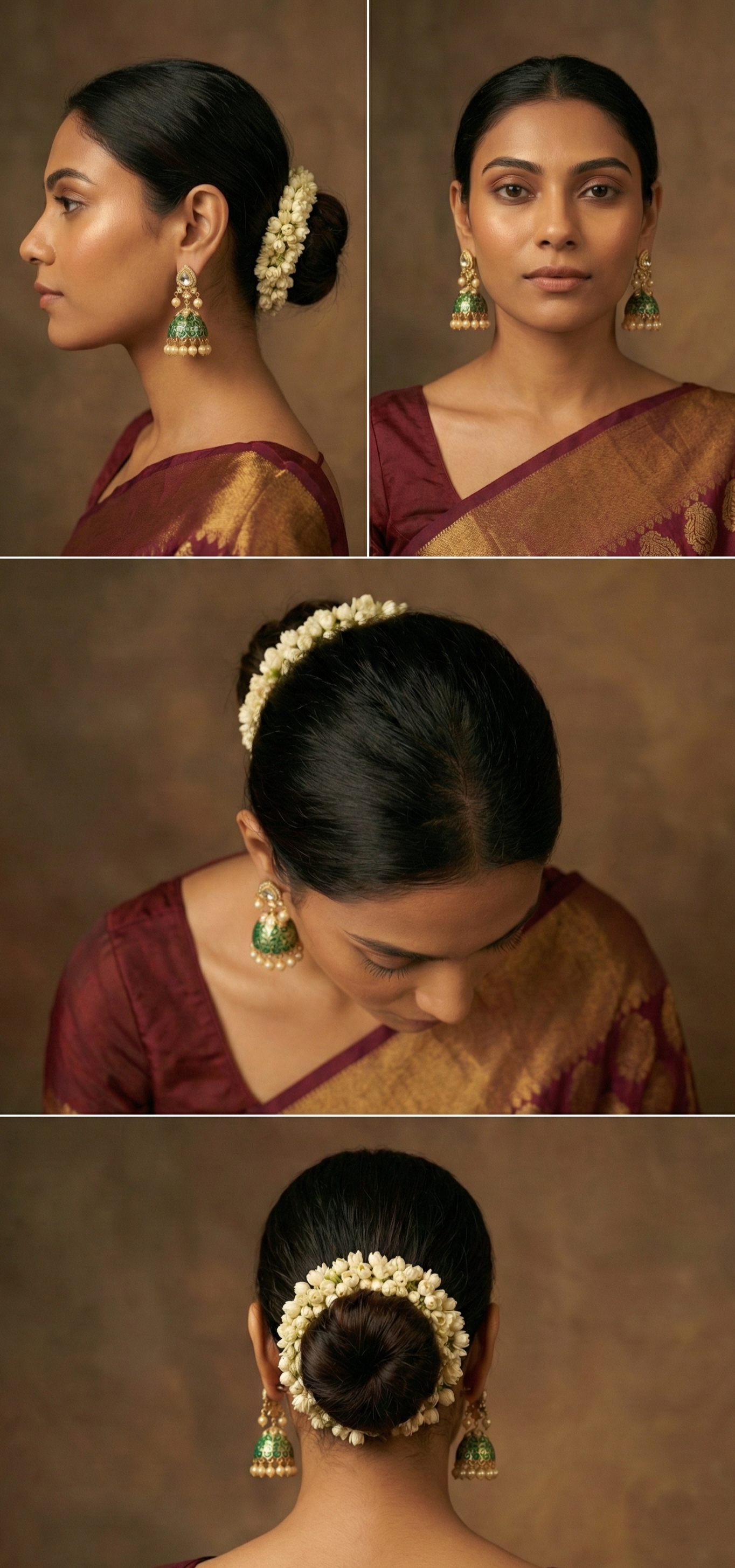 Jalparee Elegant Emerald Green Meenakari Jhumka Earrings