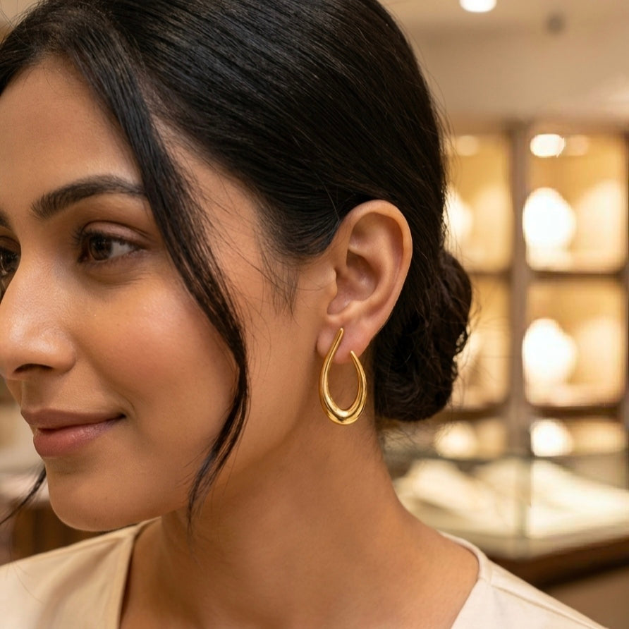 Jalparee Modernist Abstract Fluid Gold Hoops