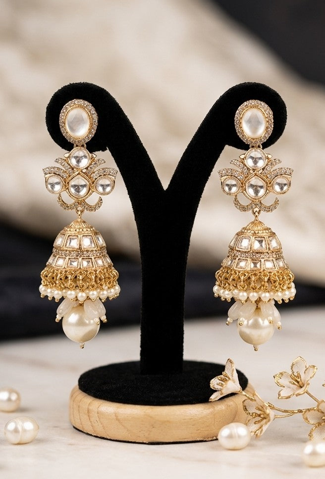 Jalparee "Aarya" Kundan & Pearl Jhumka Earrings