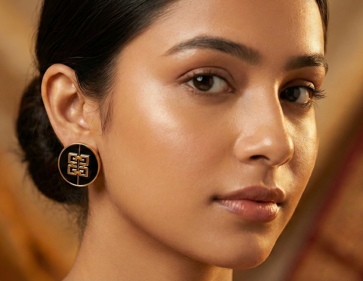 Jalparee Midnight Labyrinth Black & Gold Indo-Western Studs