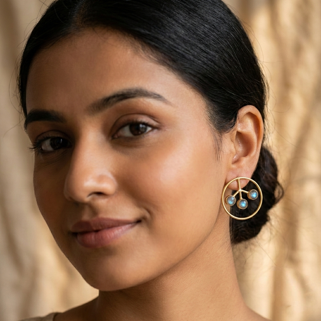 Jalparee "Mystic Orbit" Indo-Western Stone Stud Earrings