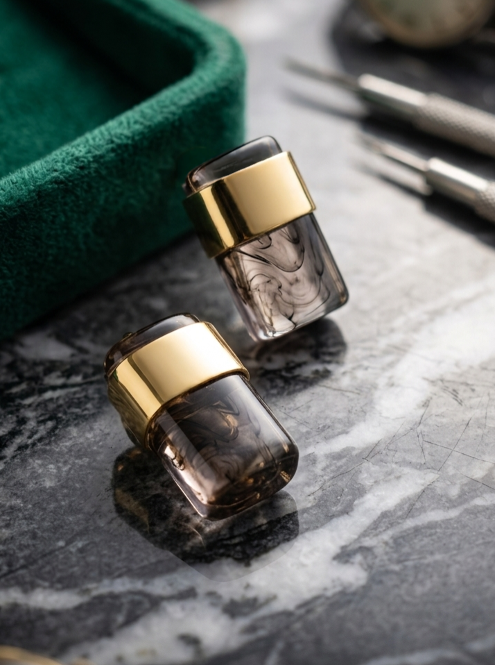 Ethereal Smoke Resin & Gold Minimalist Earrings