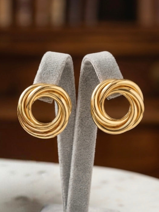 Jalparee Aura Gold-Toned Intertwined Multi-Loop Stud Earrings