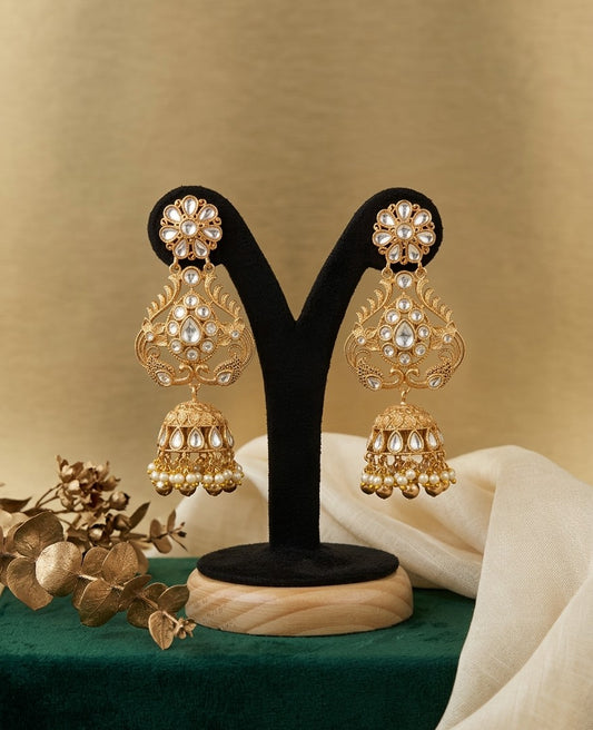 ✨ Zuri Polki Kundan Gold-Plated Jhumka Earrings by Jalparee ✨