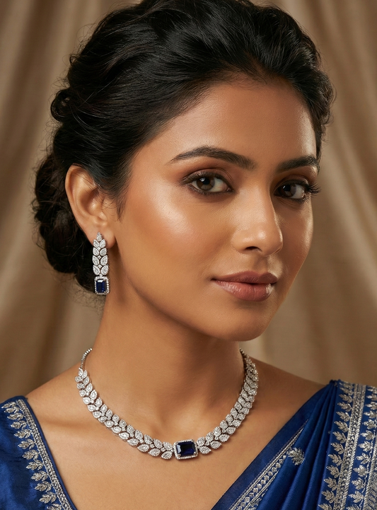 💙 Azure Allure: Jalparee AD Leaf Choker Set