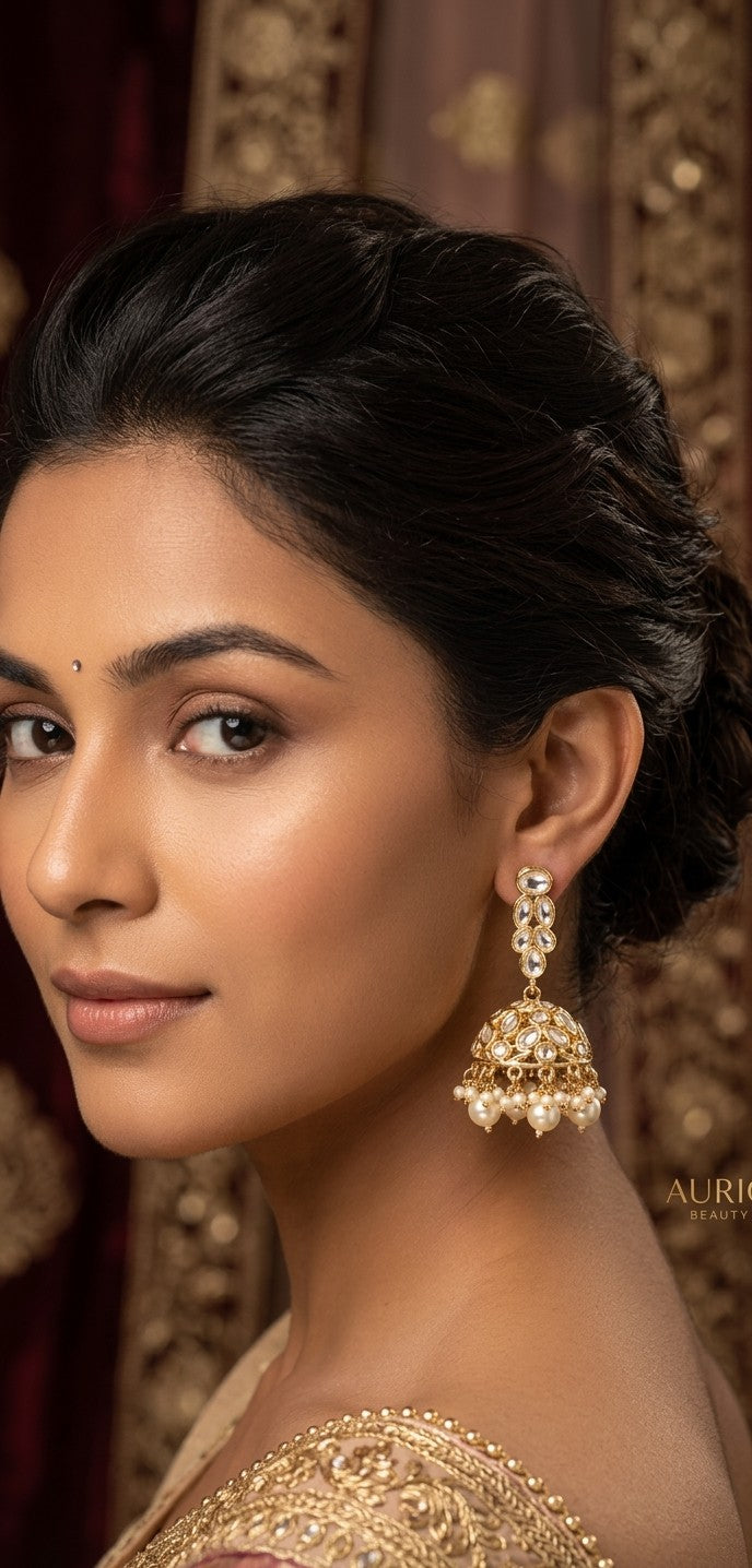 Jalparee Kundan Jhumka Earrings with Pearls – A Regal Statement for Every Occasion