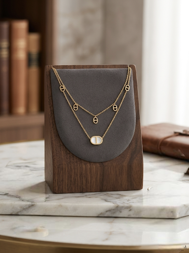 Jalparee Minimalist Layered Dainty Charm Necklace – Mother-of-Pearl Edition