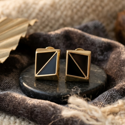 Jalparee Noir Geometric Stud Earrings
