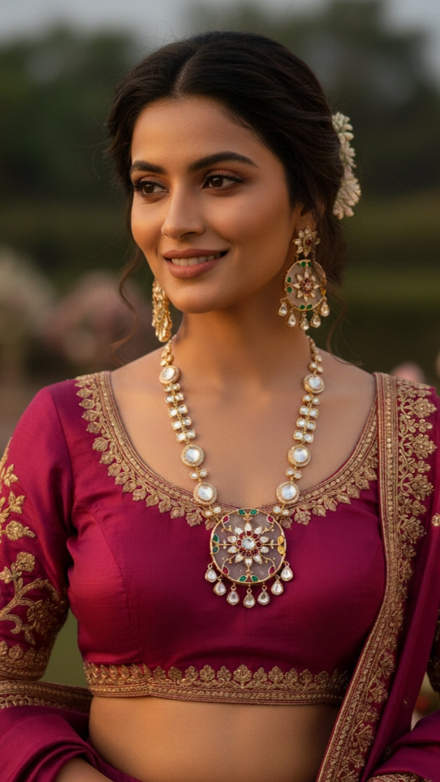 Exquisite Traditional Polki & Kundan Necklace Set