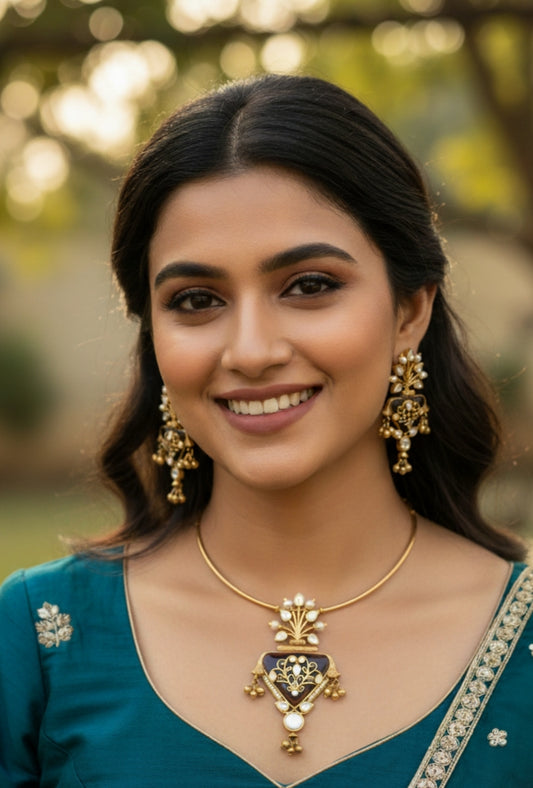 Royal Fusion: Traditional Gold-Plated Choker Set