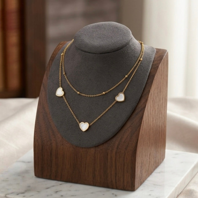 Jalparee Elegant Gold-Toned Multi-Layered Heart Pendant Necklace