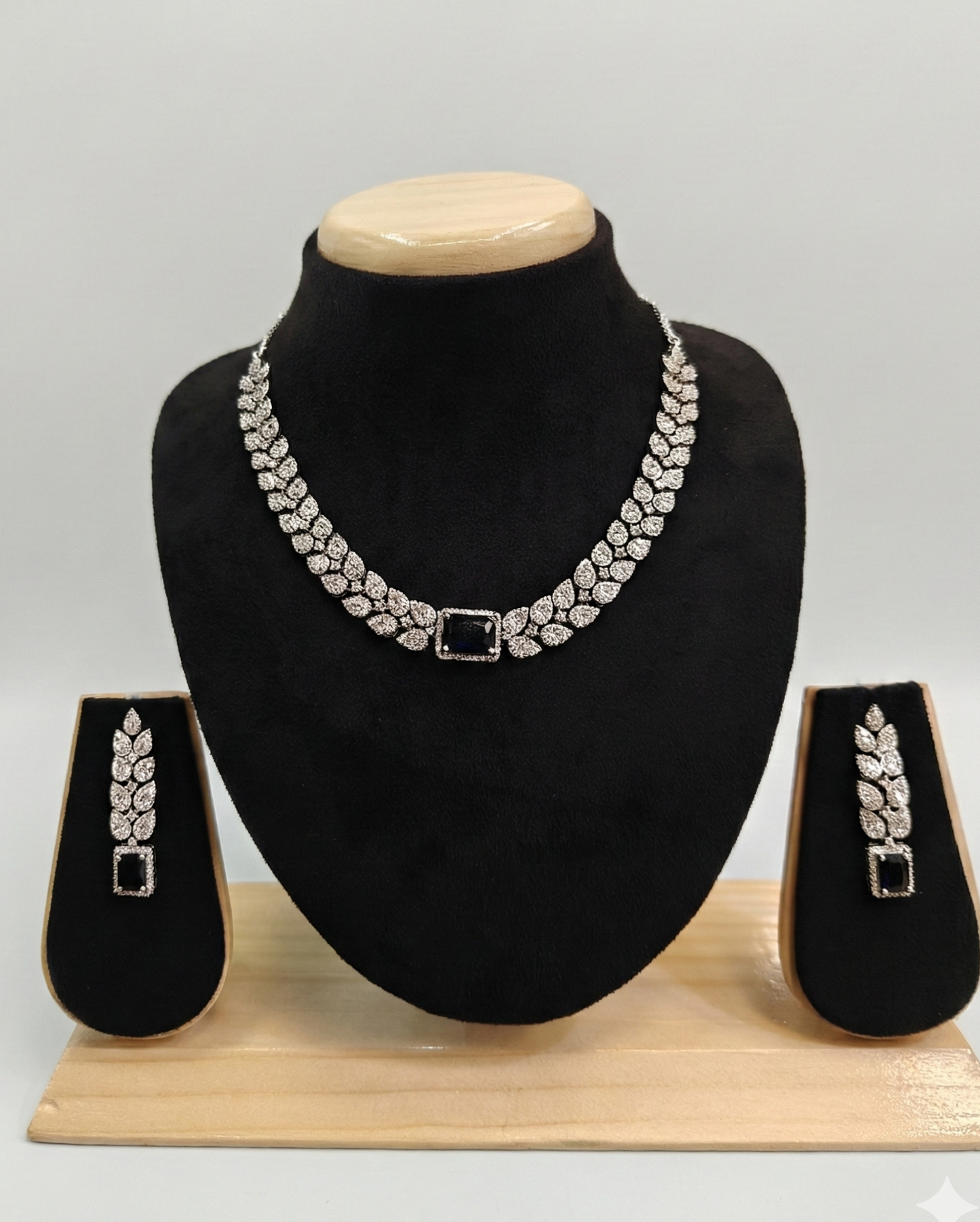 💙 Azure Allure: Jalparee AD Leaf Choker Set