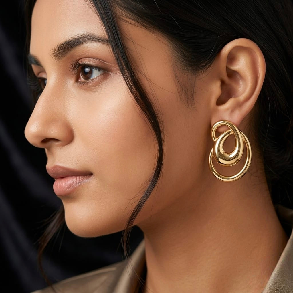 Jalparee "Aura" Metallic Fluid Loop Statement Earrings – Chic Western Studs