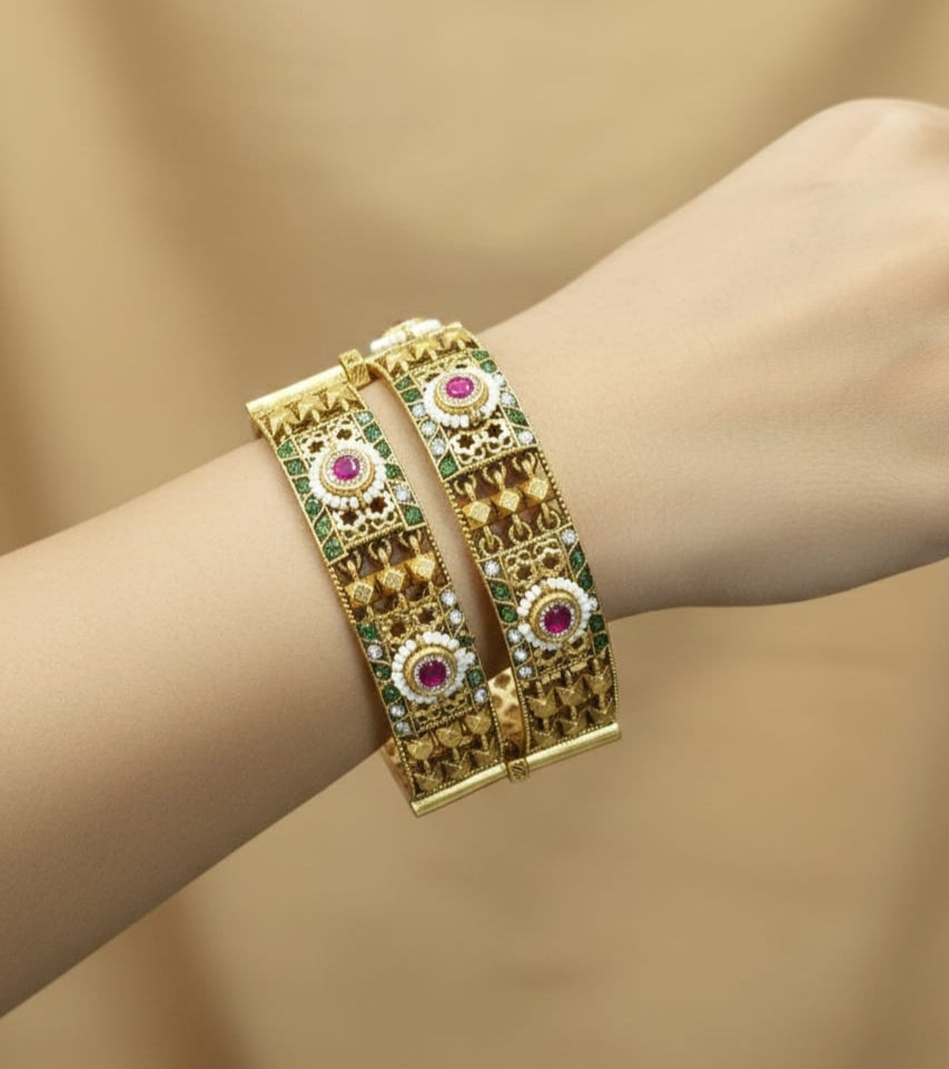 Exquisite Rajwadi Gold-Plated Traditional Bangles