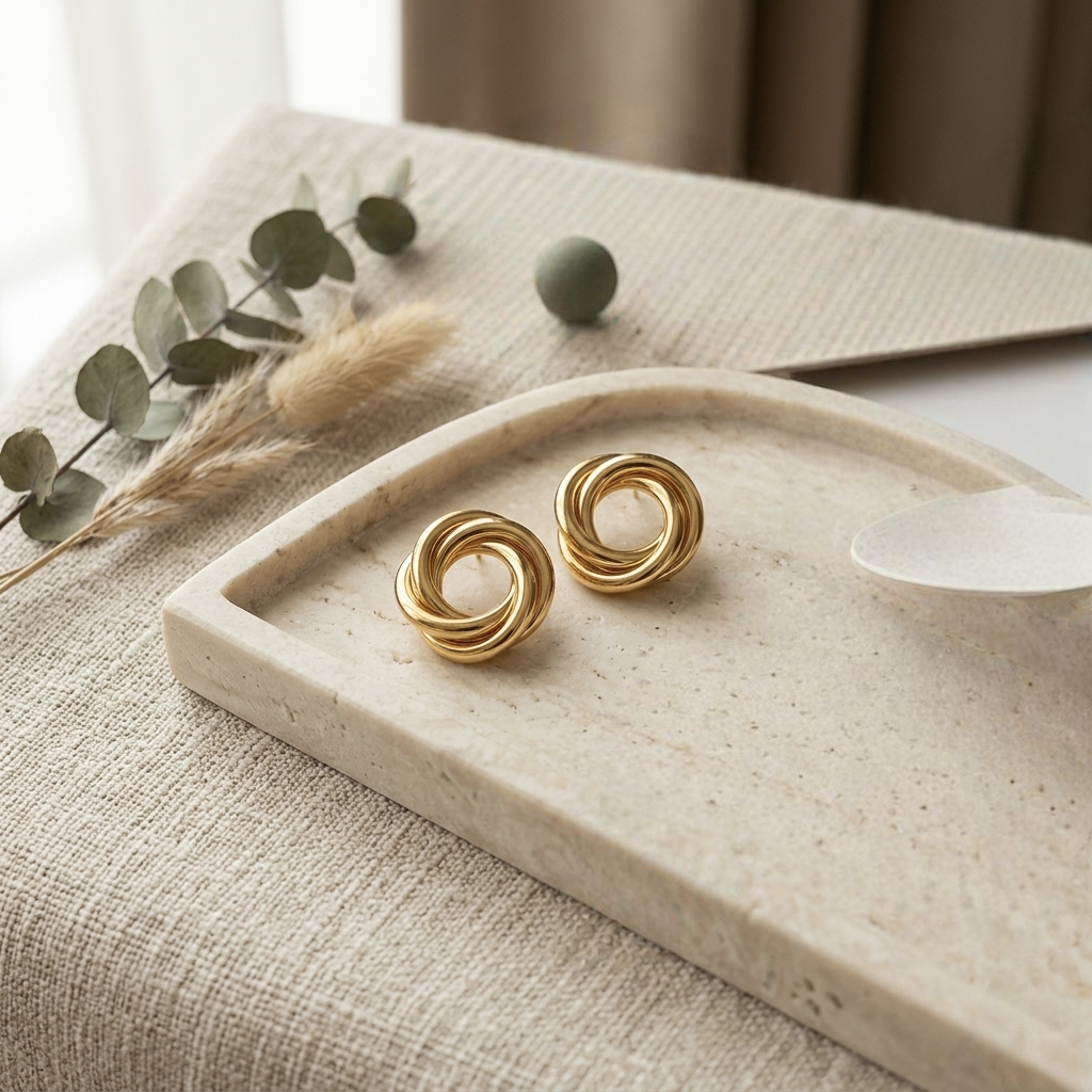 Jalparee Aura Gold-Toned Intertwined Multi-Loop Stud Earrings