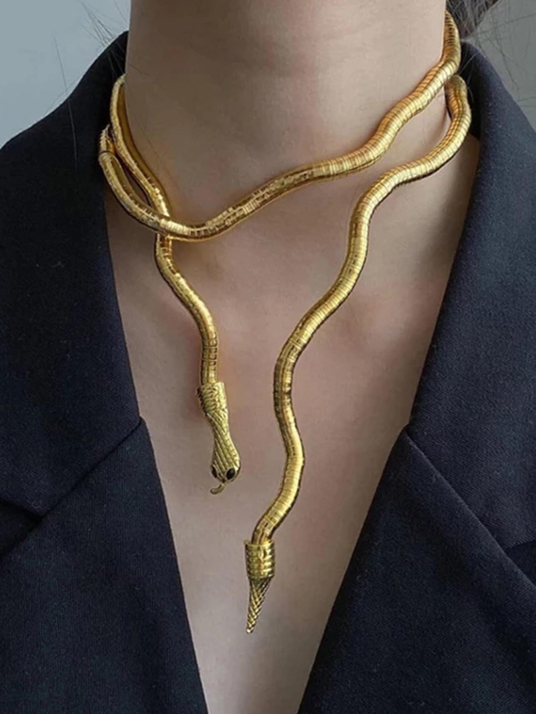 Flexible Snake Design Golden Anti-Tarnish Multi-Wear Neckpiece