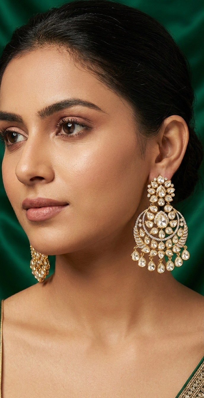 The 'Maharani' Crescent Drop Earrings by Jalparee