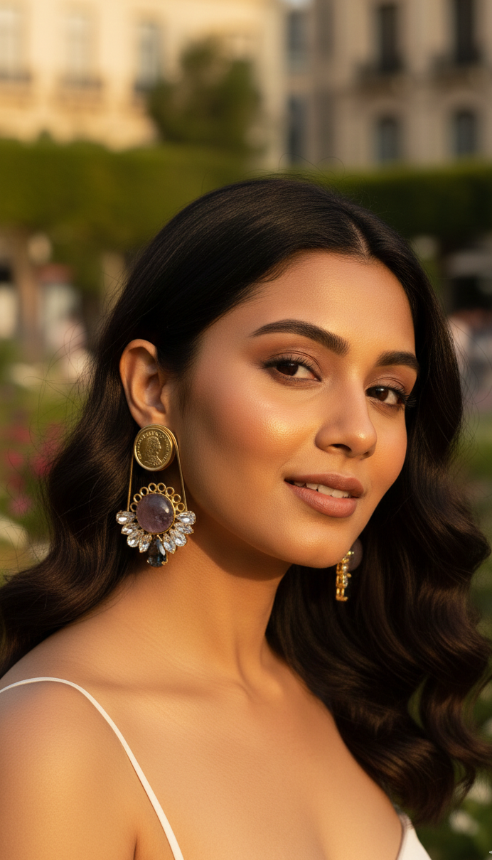 Contemporary Glamour Indowestern Earrings by Jalparee